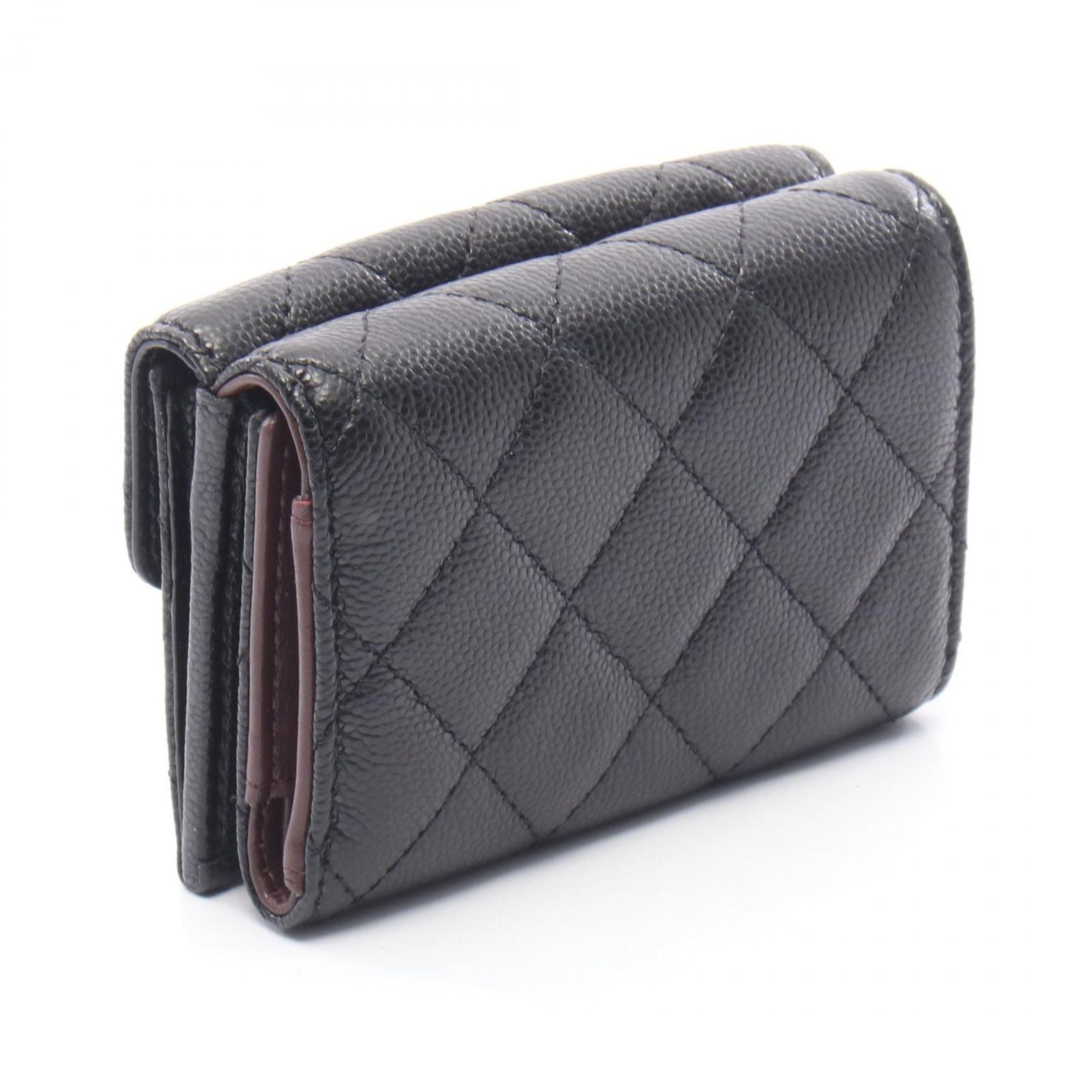 Chanel Trifold Wallet Classic Small Flap Quilted Black Caviar Leather — view 2