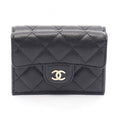 Chanel Trifold Wallet Classic Small Flap Quilted Black Caviar Leather