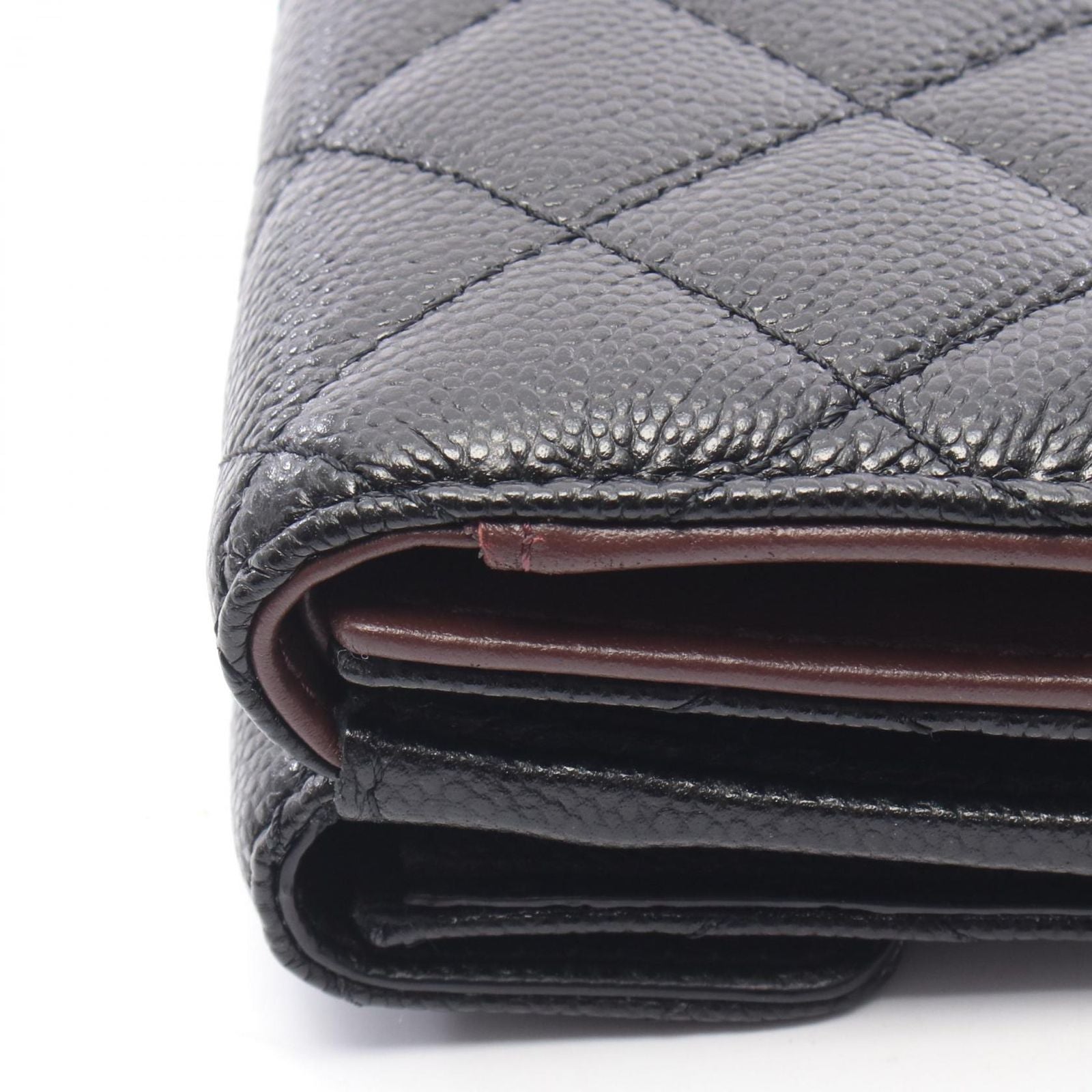 Chanel Trifold Wallet Classic Small Flap Quilted Black Caviar Leather — view 8