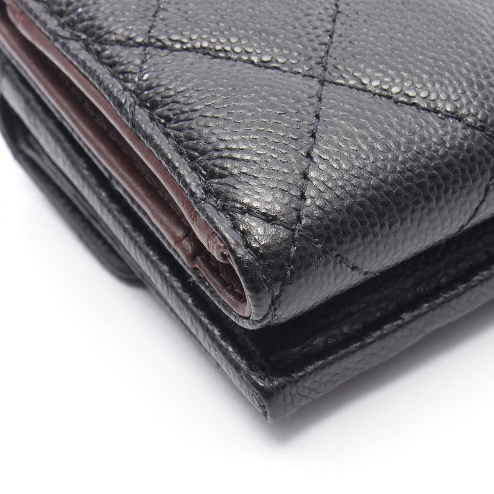 Chanel Trifold Wallet Classic Small Flap Quilted Black Caviar Leather — view 9