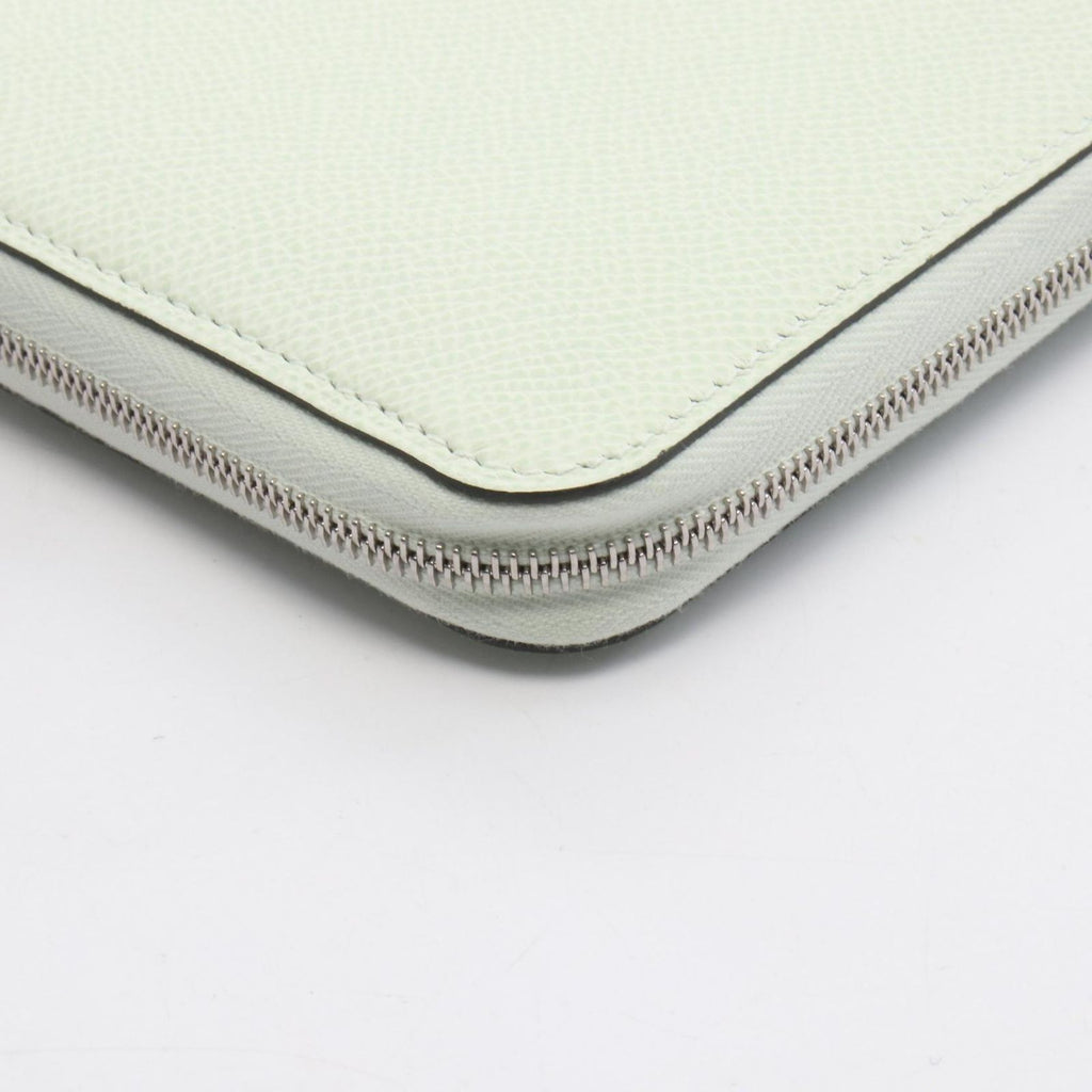 Hermes Round Wallet Azap Long Silk in Vert Fizz Leather Calf in — view 6