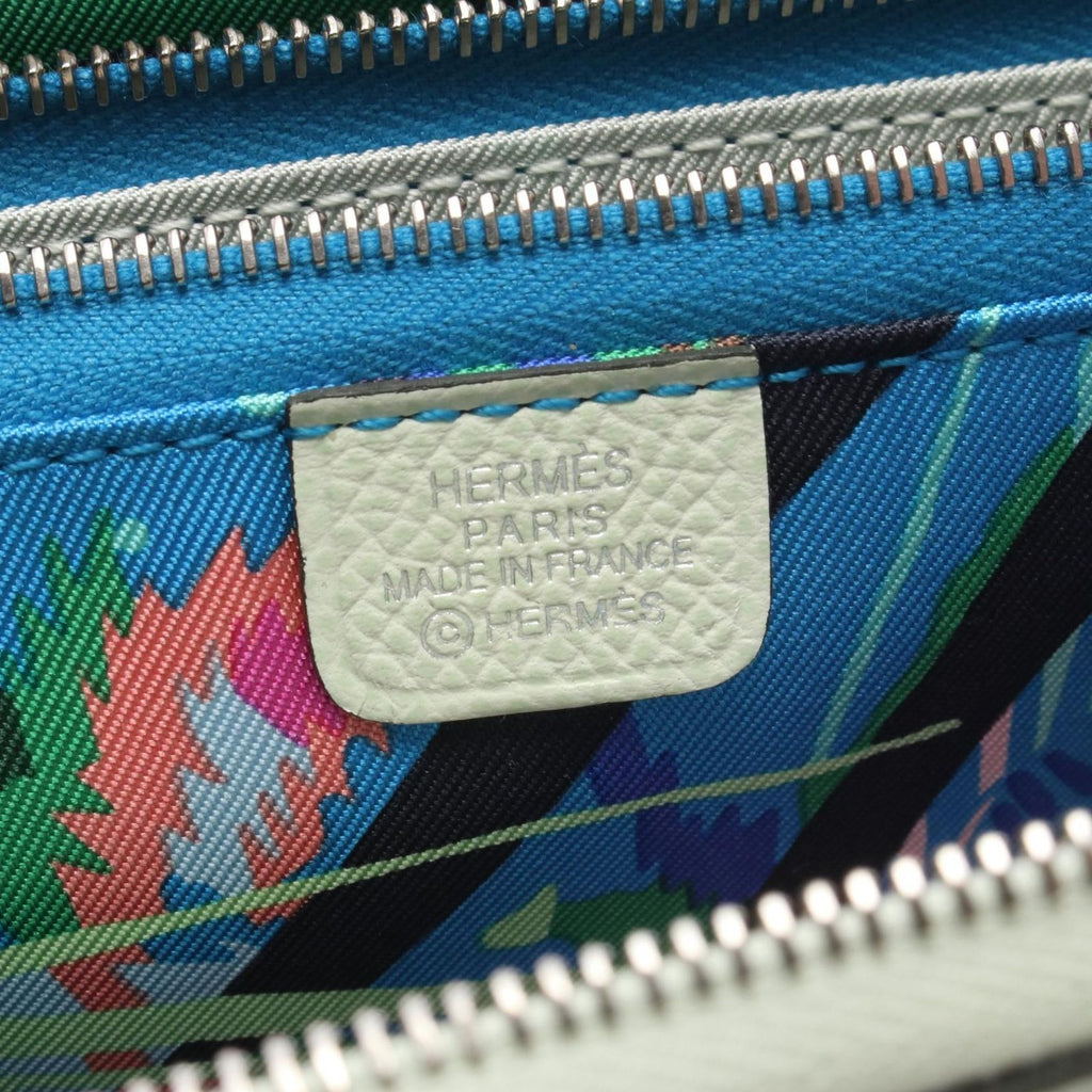 Hermes Round Wallet Azap Long Silk in Vert Fizz Leather Calf in — view 4