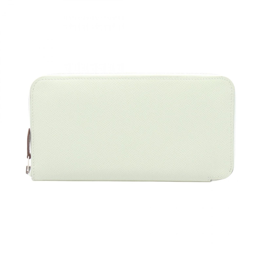 Hermes Round Wallet Azap Long Silk in Vert Fizz Leather Calf in
