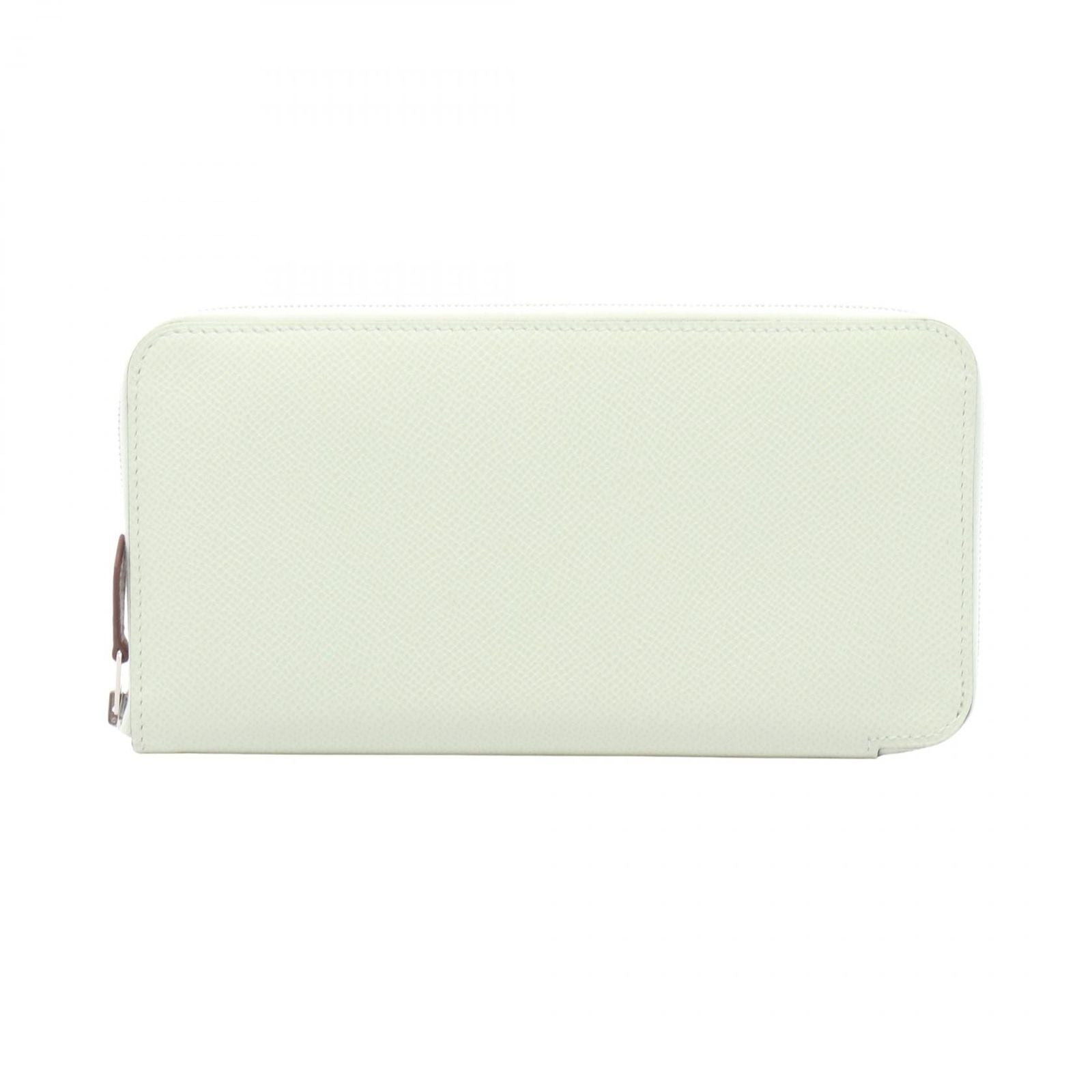 Hermes Round Wallet Azap Long Silk in Vert Fizz Leather Calf in