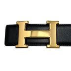 Hermes Belt Constance Leather Logo Black Gold Brown — view 3
