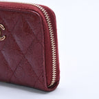 Chanel Camellia Embossed Quilted Zip Around Coin Purse Calfskin CC Logo — view 4
