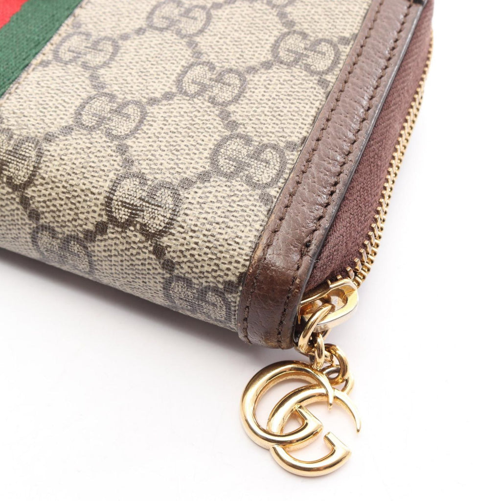 Gucci Round Wallet Ophidia GG Supreme Sherry Line Beige Brown Leather — view 5
