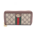 Gucci Round Wallet Ophidia GG Supreme Sherry Line Beige Brown Leather