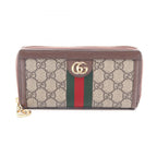 Gucci Round Wallet Ophidia GG Supreme Sherry Line Beige Brown Leather