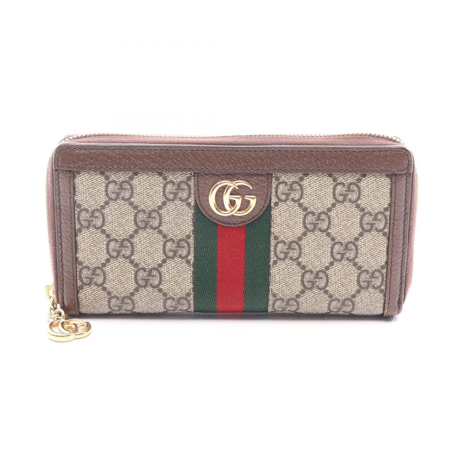Gucci Round Wallet Ophidia GG Supreme Sherry Line Beige Brown Leather