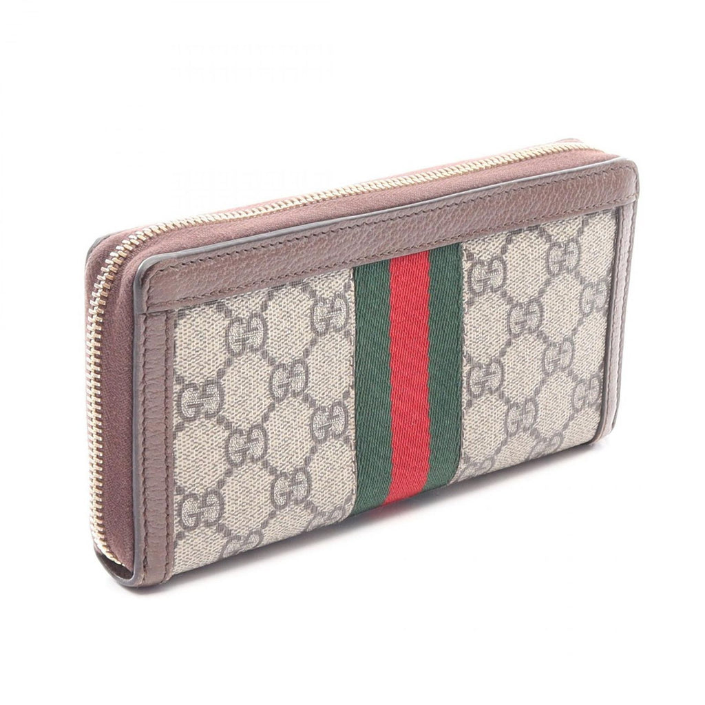 Gucci Round Wallet Ophidia GG Supreme Sherry Line Beige Brown Leather — view 2