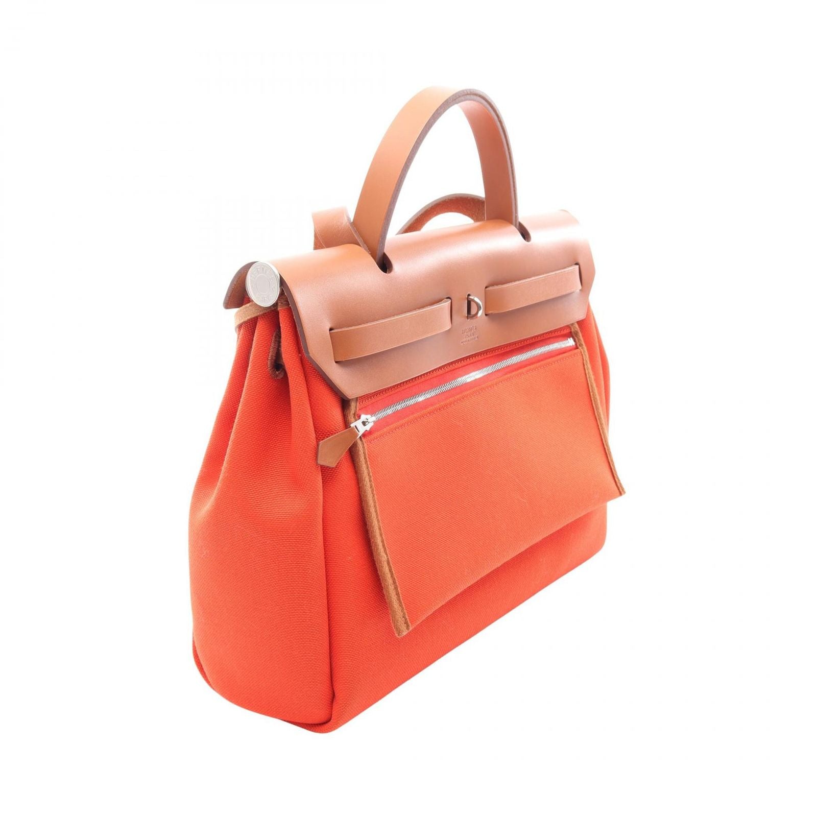 Hermes Handbag Herbag Zip PM 2-Way Capucines Fauve Canvas Leather Zip PM — view 2