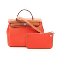 Hermes Handbag Herbag Zip PM 2-Way Capucines Fauve Canvas Leather Zip PM