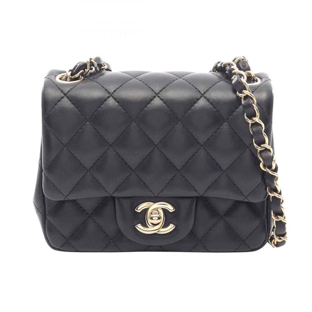 Chanel Shoulder Bag Mini Quilted Black Lambskin Chain