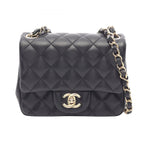 Chanel Shoulder Bag Mini Quilted Black Lambskin Chain