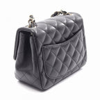 Chanel Shoulder Bag Mini Quilted Black Lambskin Chain — view 2