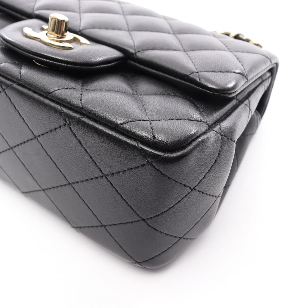 Chanel Shoulder Bag Mini Quilted Black Lambskin Chain — view 6