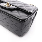 Chanel Shoulder Bag Mini Quilted Black Lambskin Chain — view 6