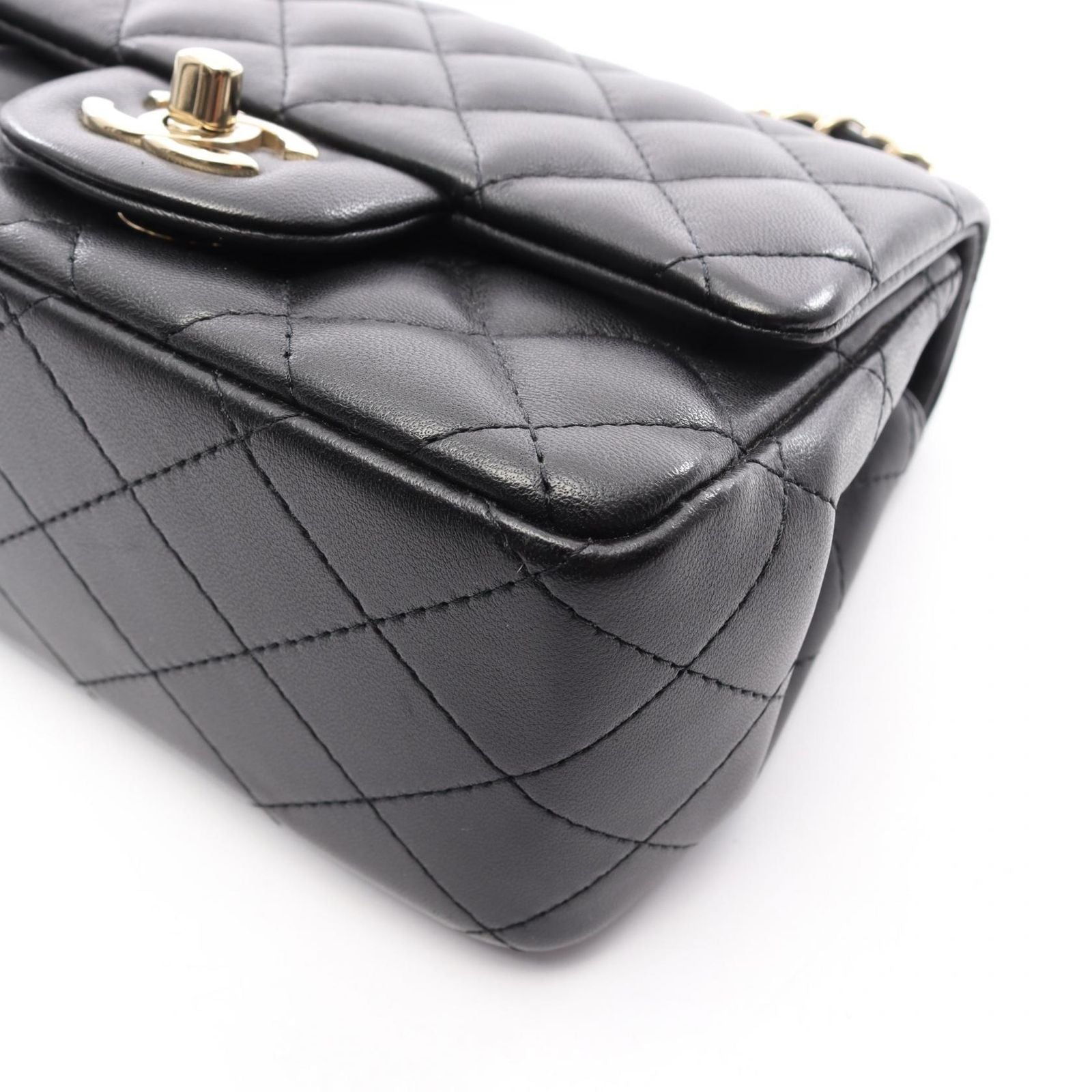 Chanel Shoulder Bag Mini Quilted Black Lambskin Chain — view 6