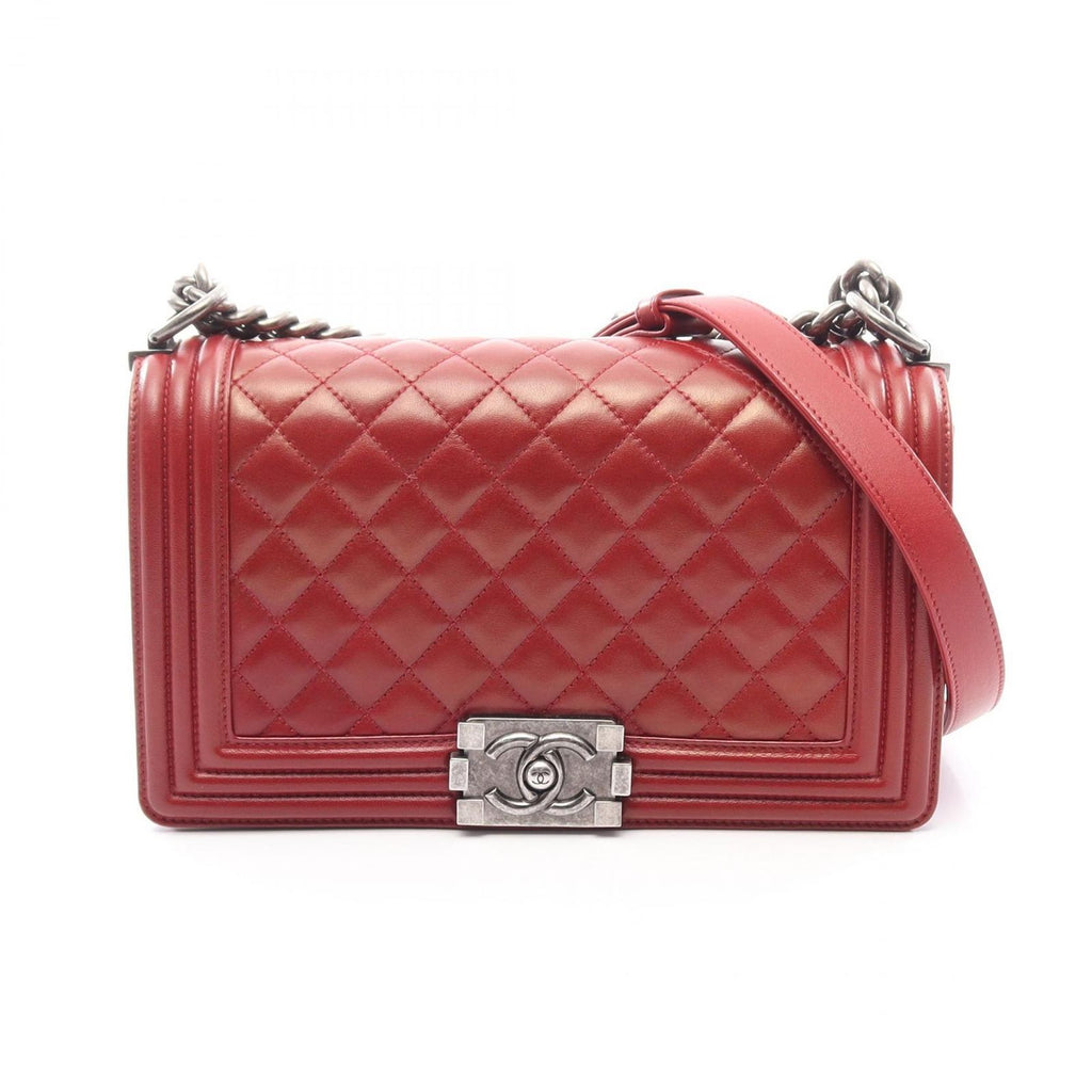 Chanel Shoulder Bag Boy Bordeaux Lambskin Boy Chain