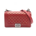 Chanel Shoulder Bag Boy Bordeaux Lambskin Boy Chain