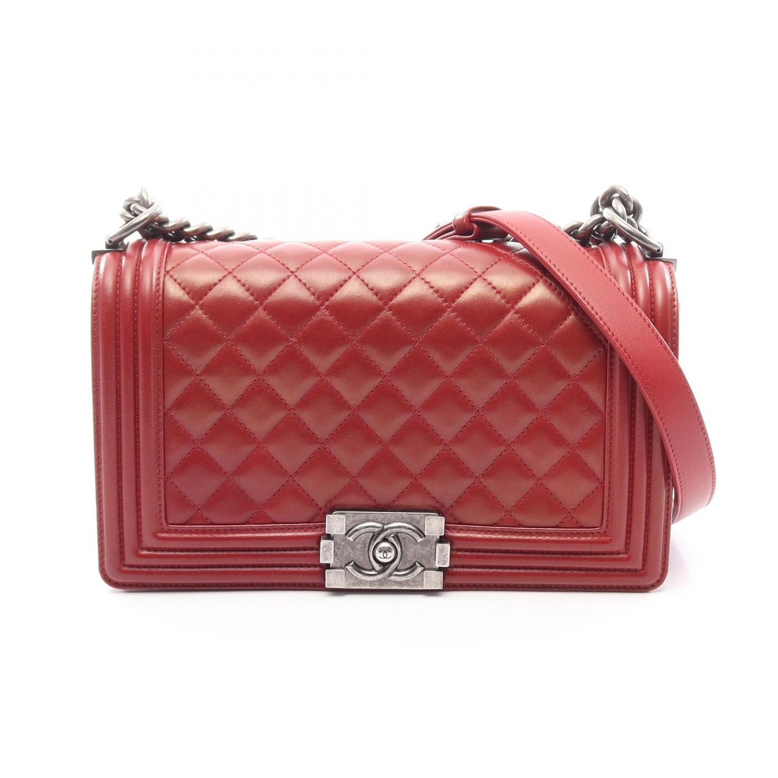 Chanel Shoulder Bag Boy Bordeaux Lambskin Boy Chain