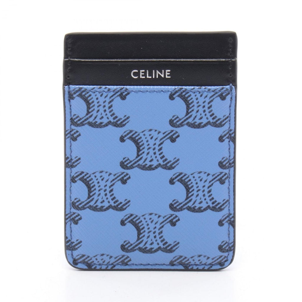 Celine Card Case Magnet Holder Triomphe Leather