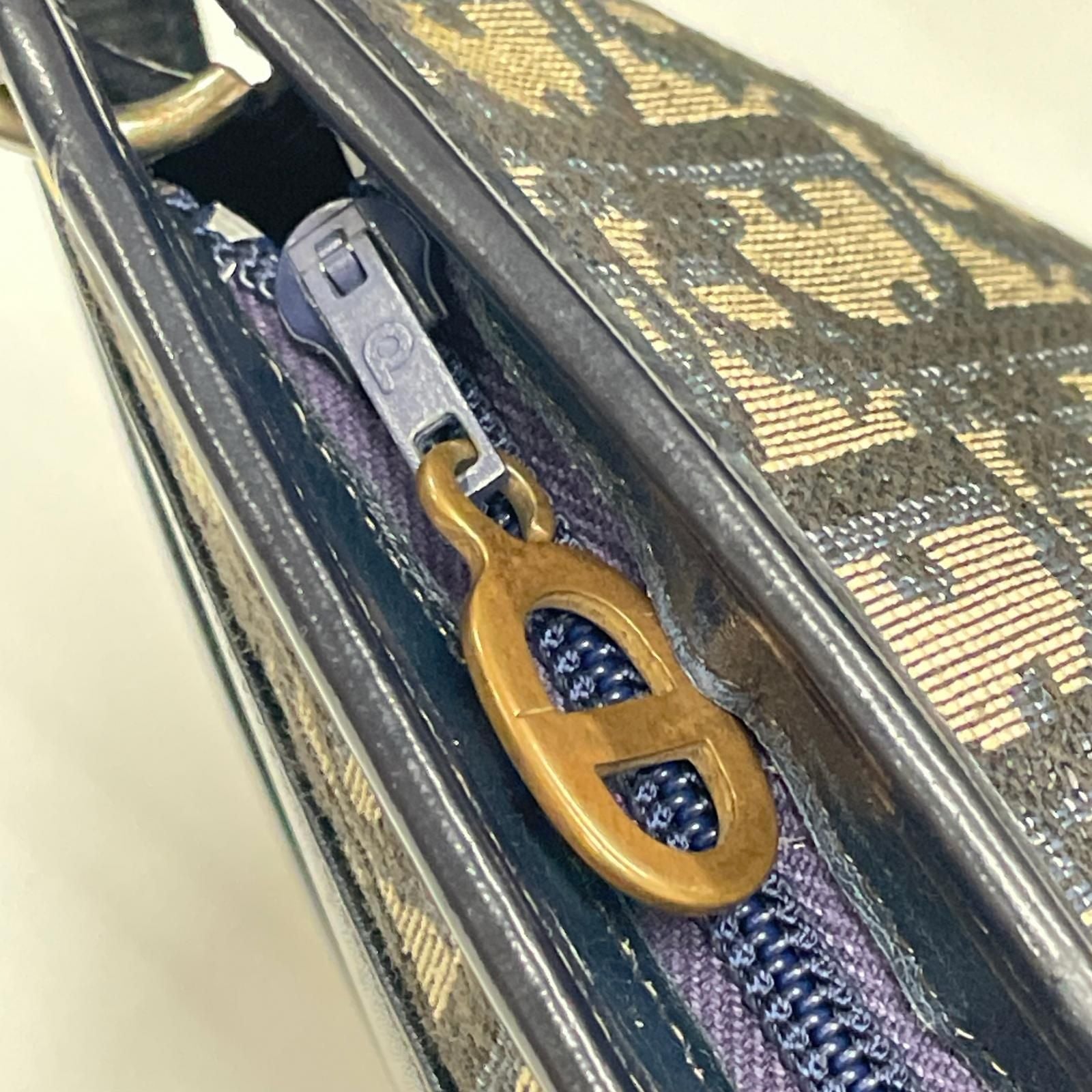 Dior Shoulder Bag Gold Trotter Navy Gray — view 6