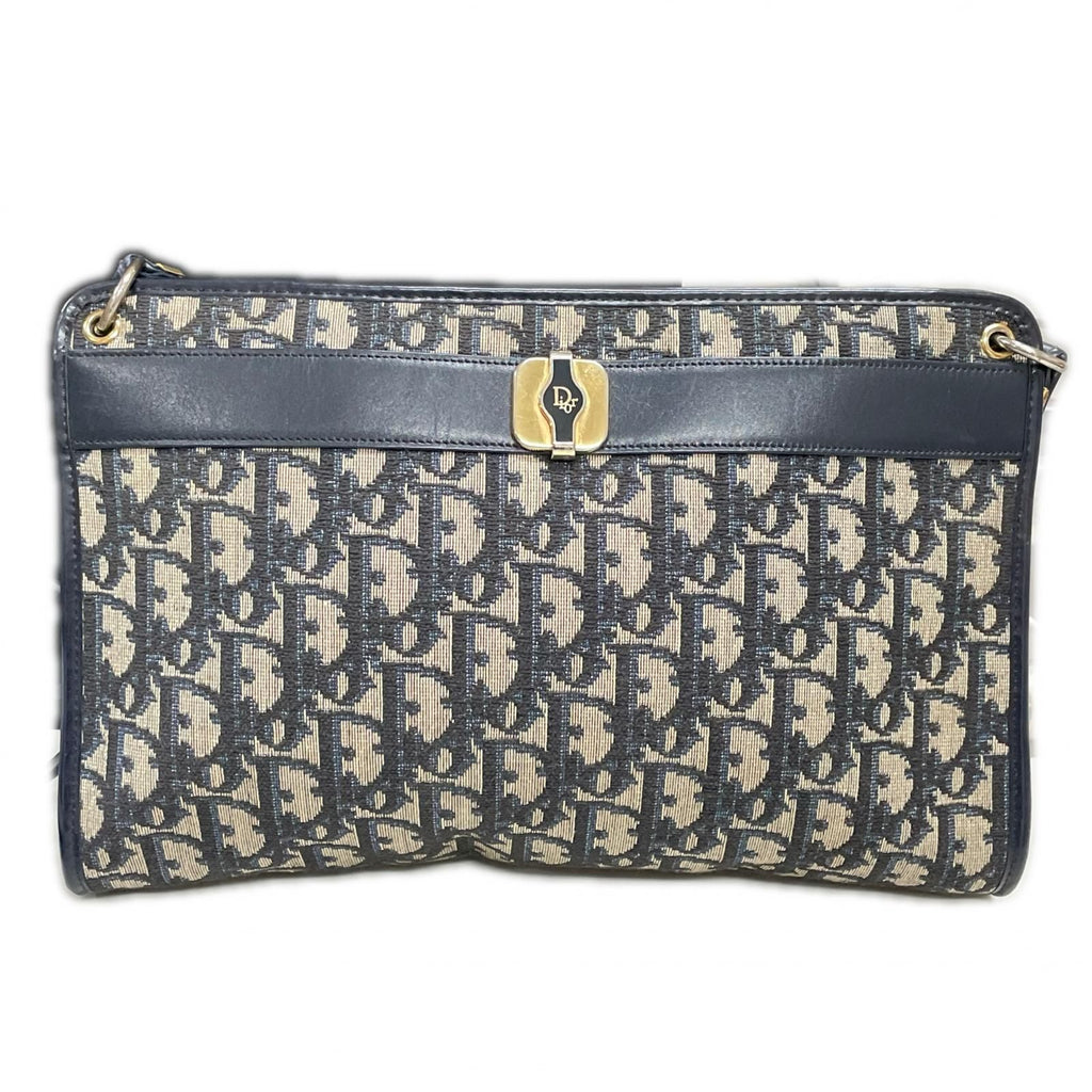 Dior Shoulder Bag Gold Trotter Navy Gray