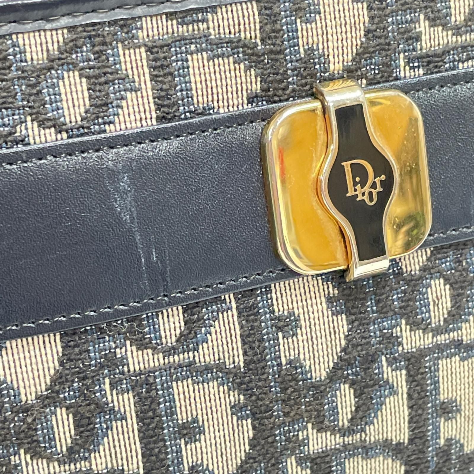 Dior Shoulder Bag Gold Trotter Navy Gray — view 5