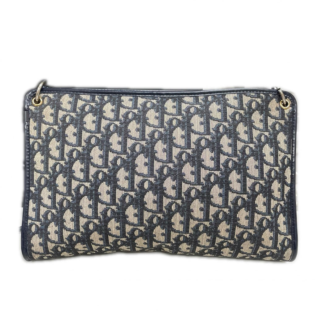 Dior Shoulder Bag Gold Trotter Navy Gray — view 2