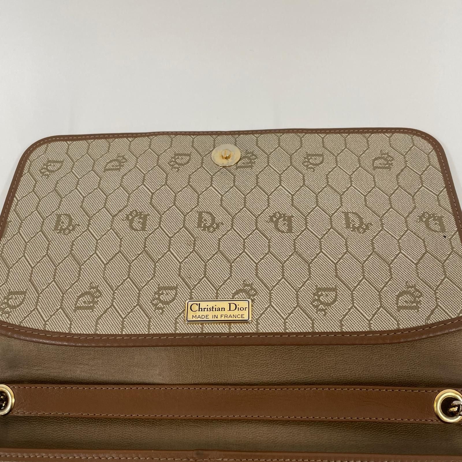 Dior Honeycomb Pattern Chain Shoulder Bag Beige — view 5
