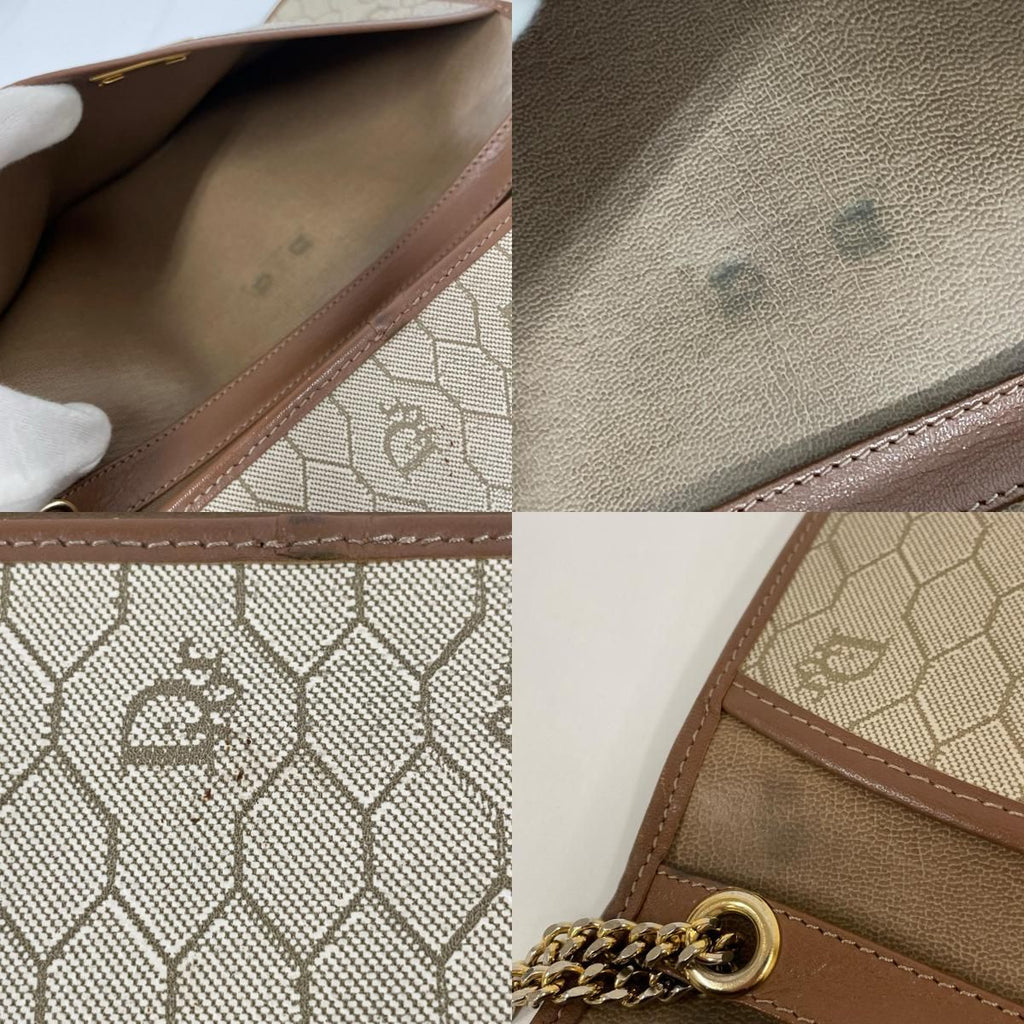 Dior Honeycomb Pattern Chain Shoulder Bag Beige — view 9