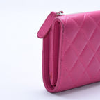 Chanel Quilted Compact Wallet Trifold Lambskin Pink Silver — view 8