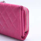 Chanel Quilted Compact Wallet Trifold Lambskin Pink Silver — view 7