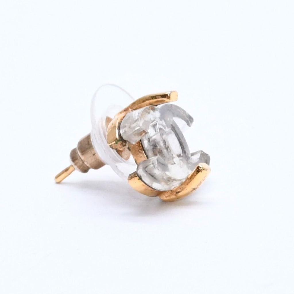 Chanel CC Logo Earrings 02 Metal Clear Gold — view 3