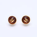 Chanel Earrings CC Logo Orange Glitter Gold 99c Metal Resin