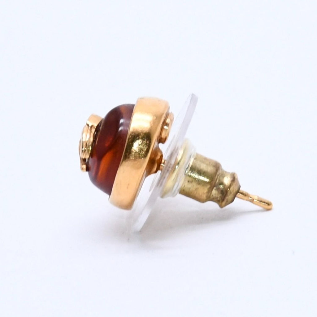 Chanel Earrings CC Logo Orange Glitter Gold 99c Metal Resin — view 4