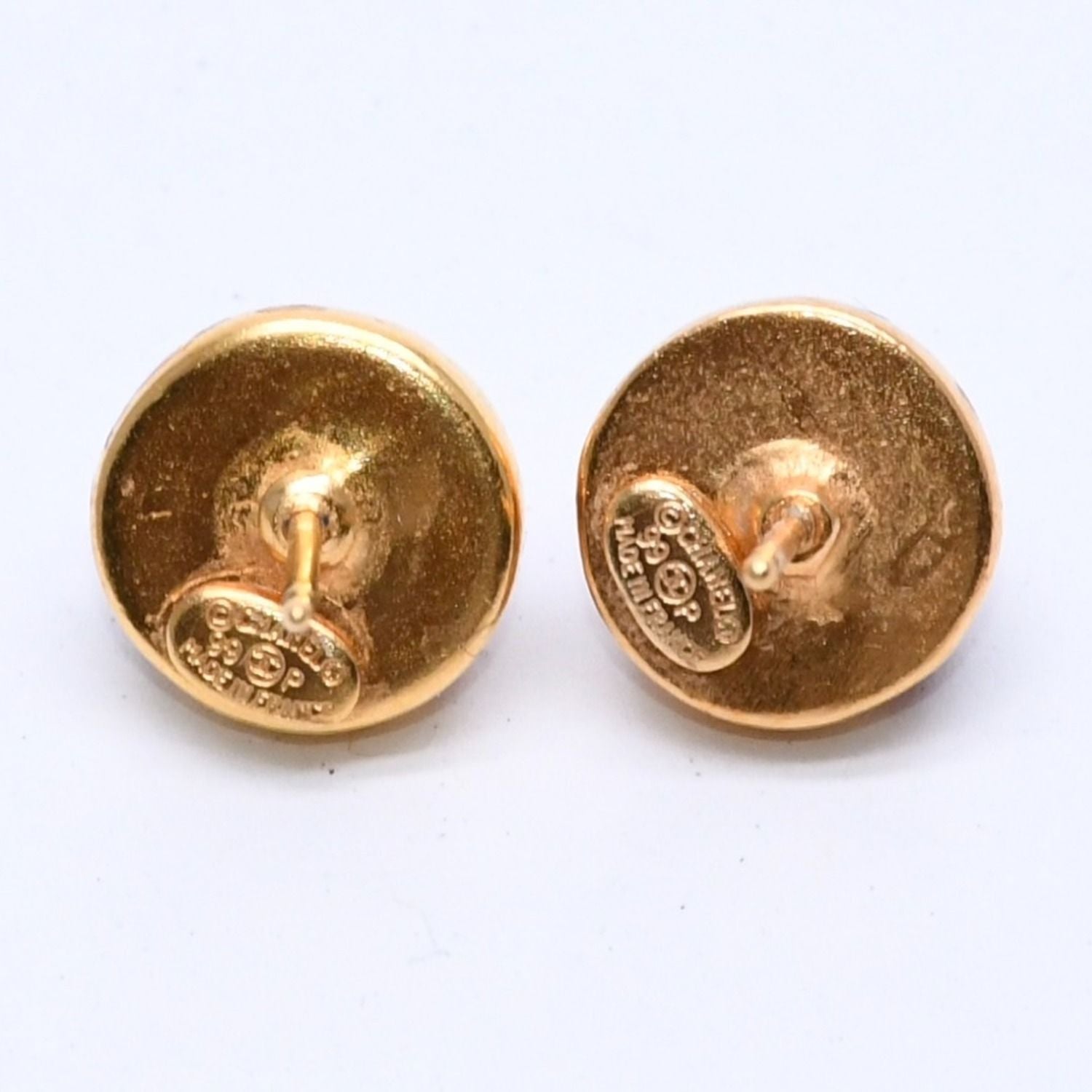 Chanel Earrings CC Logo Orange Glitter Gold 99c Metal Resin — view 6