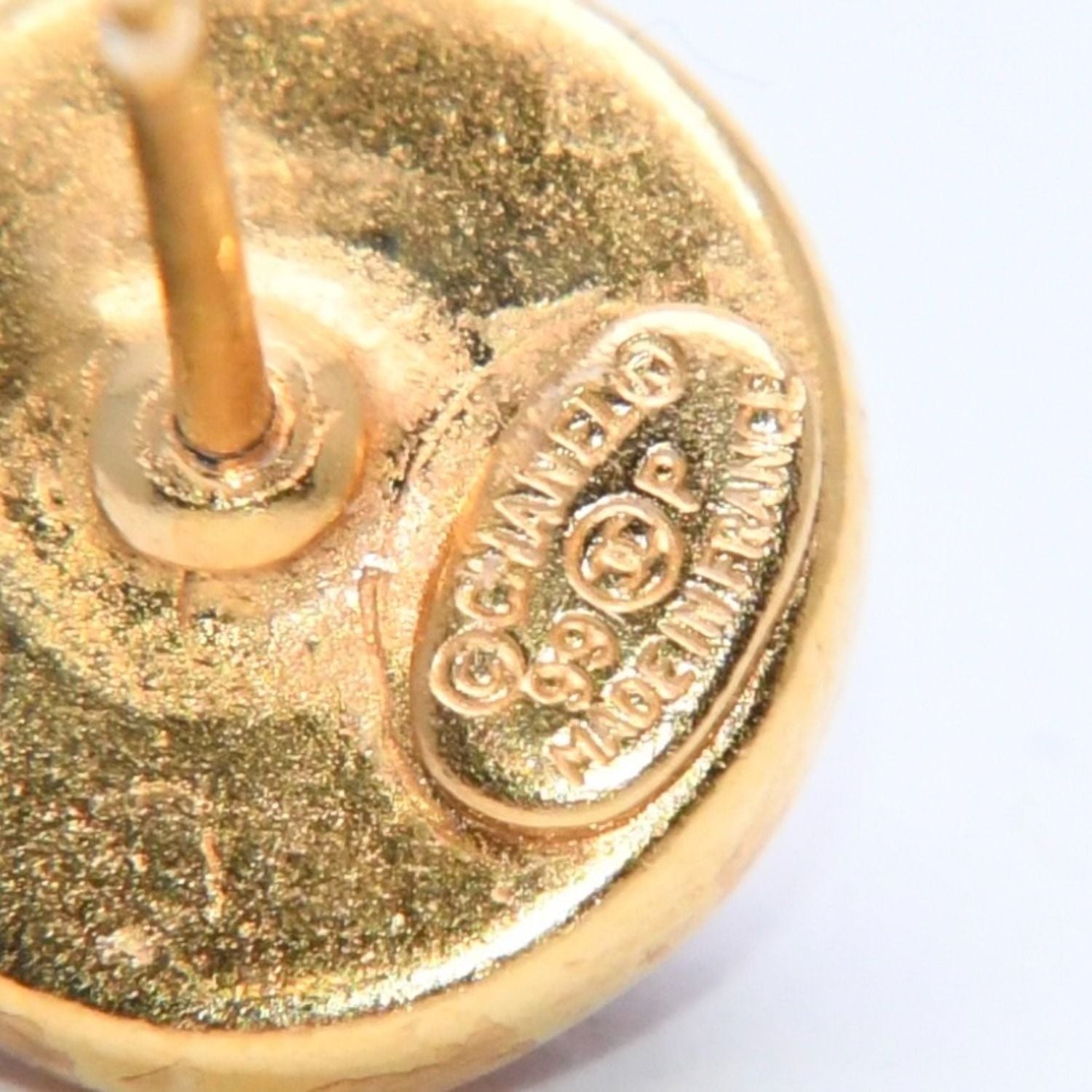 Chanel Earrings CC Logo Orange Glitter Gold 99c Metal Resin — view 8