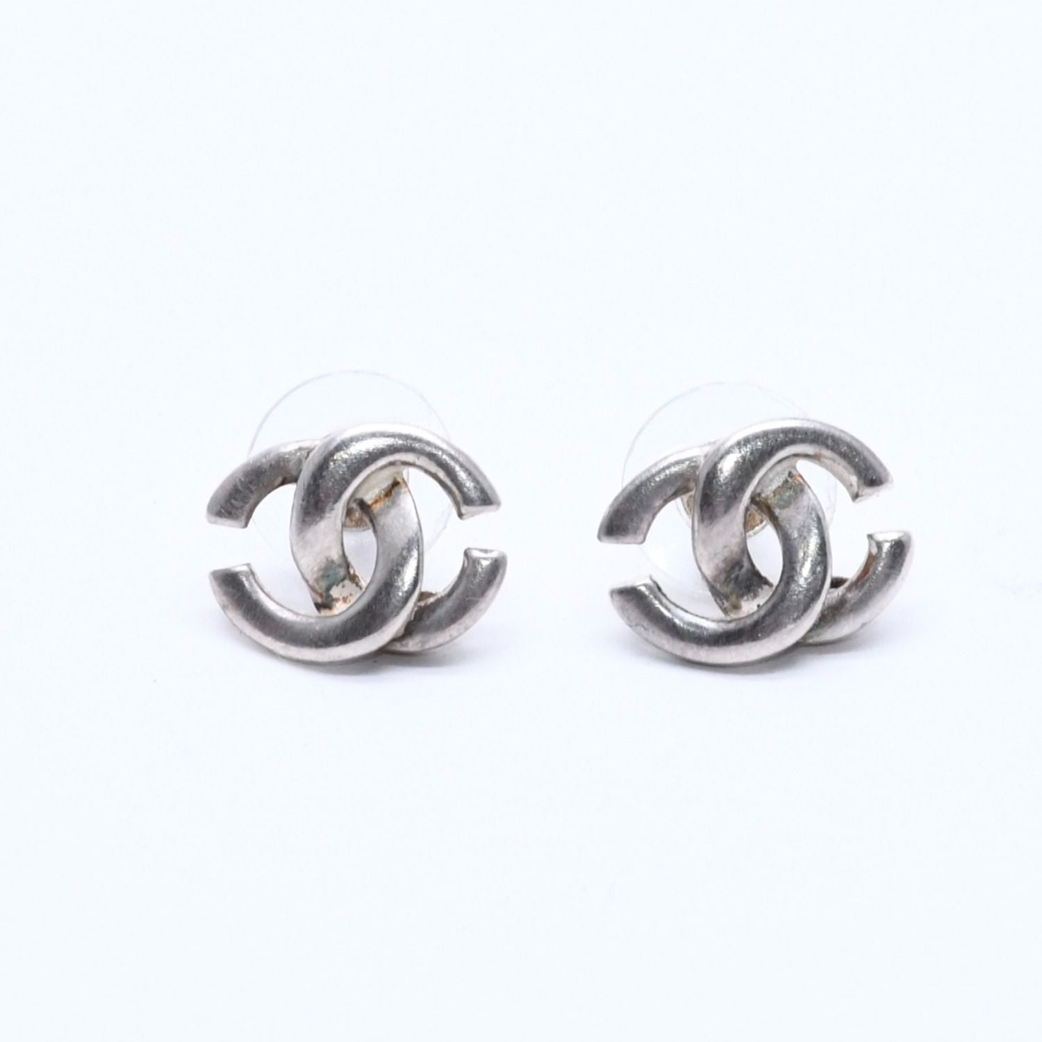 Chanel CC Logo Earrings 01 Metal Silver