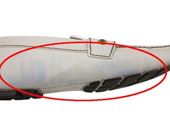 Louis Vuitton LV Logo Leather Loafers 8 White Shoes Driving — view 6