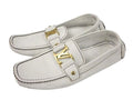 Louis Vuitton LV Logo Leather Loafers 8 White Shoes Driving