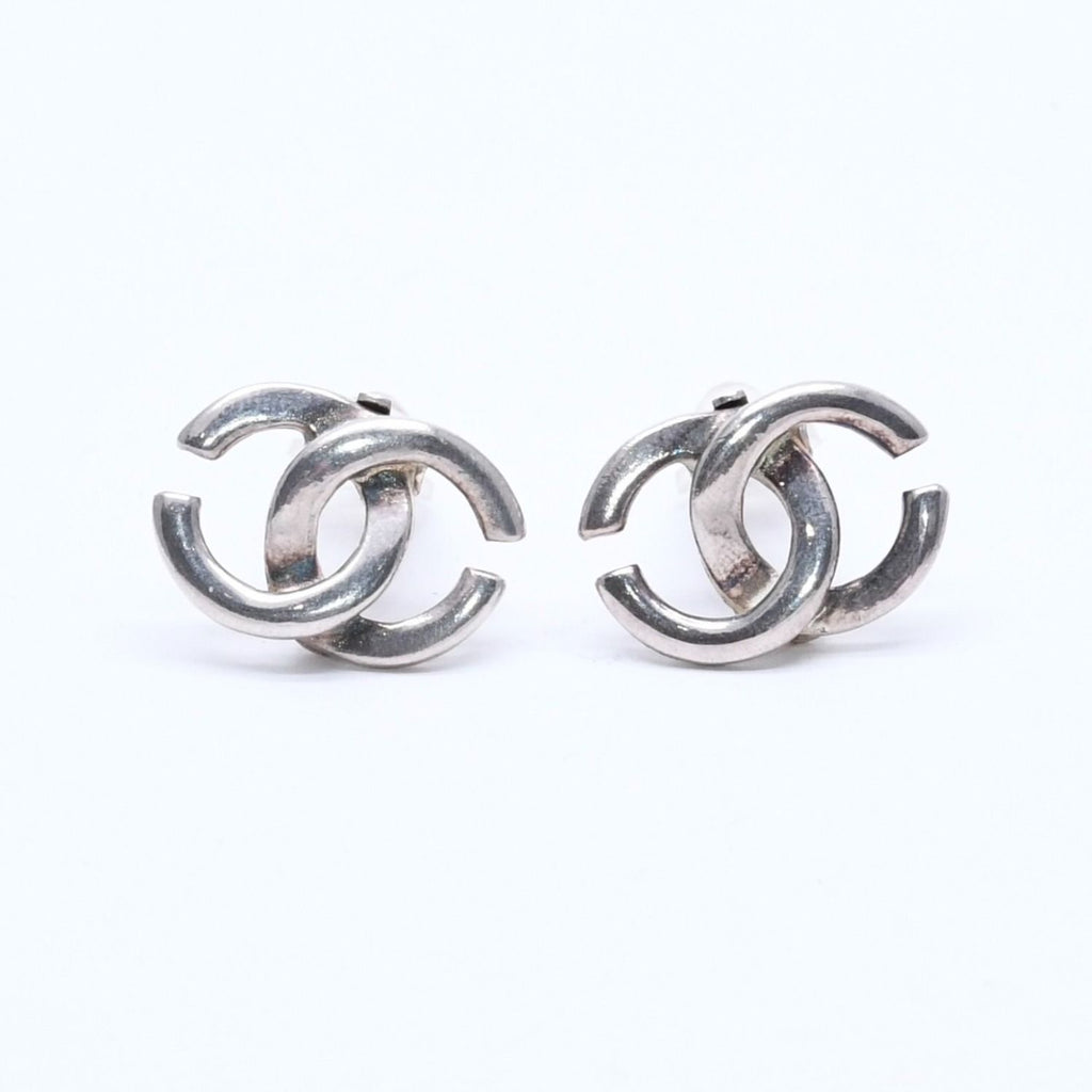 Chanel Earrings CC Logo 01 Silver Metal