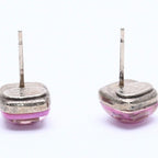 Chanel Earrings CC Logo Button Purple Glitter Silver Metal Resin — view 7