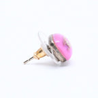Chanel Earrings CC Logo Button Purple Glitter Silver Metal Resin — view 4