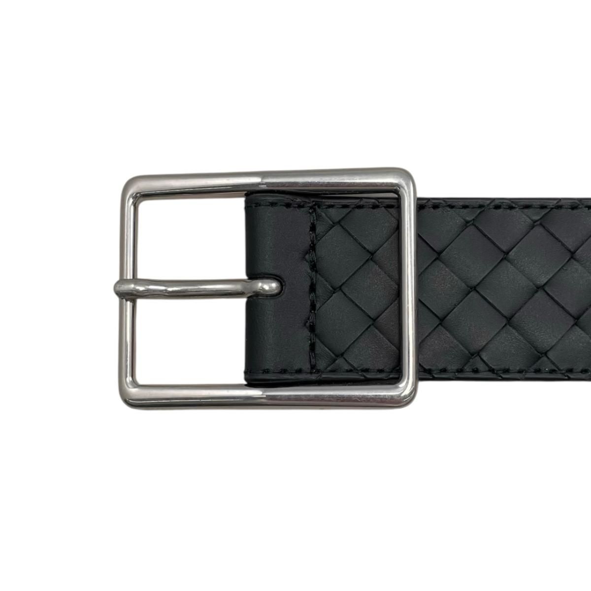 Bottega Veneta Belt Intrecciato Cuffleather Black Silver — view 3