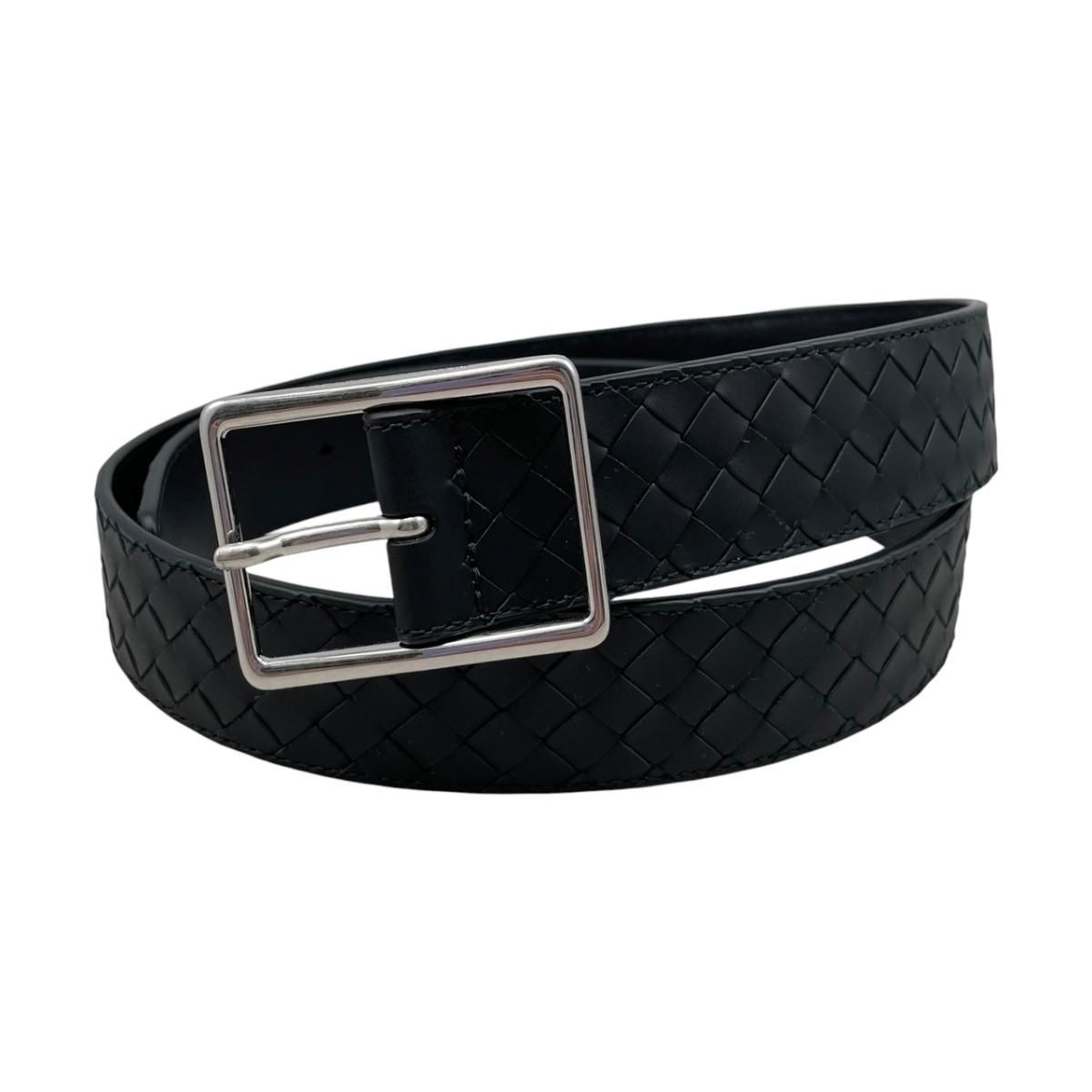 Bottega Veneta Belt Intrecciato Cuffleather Black Silver