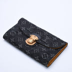 Louis Vuitton Monogram Denim Portefeuille Amelia Trifold Wallet Black Yellow — view 4