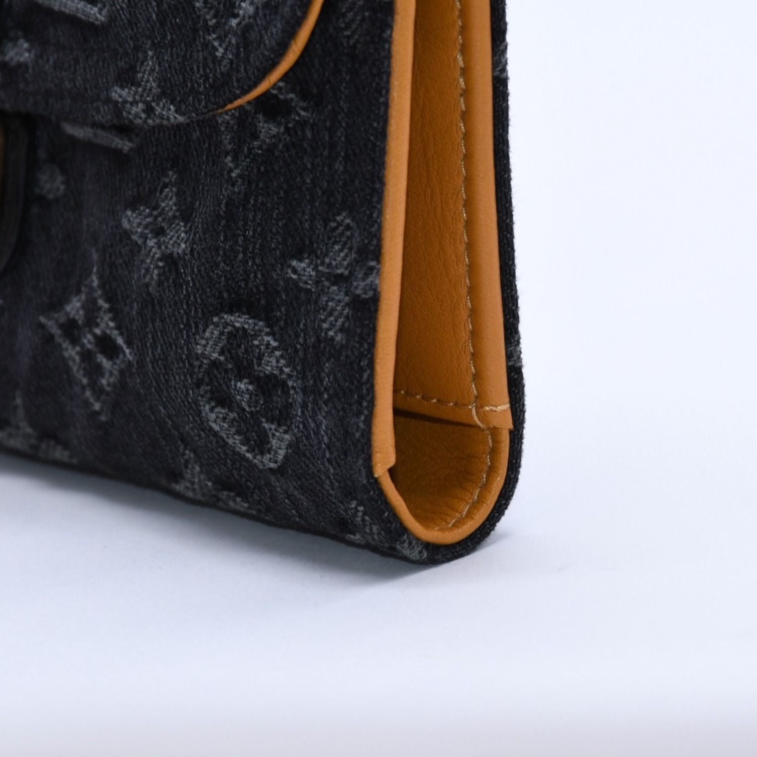 Louis Vuitton Monogram Denim Portefeuille Amelia Trifold Wallet Black Yellow — view 7